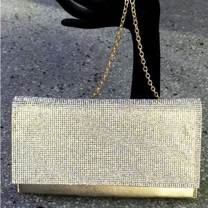 Elegant Silver Crystal Evening Clutch